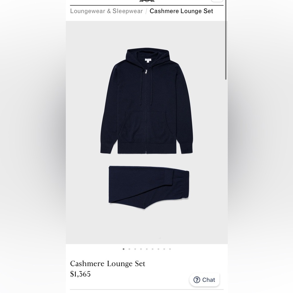 Sunspel 100% navy cashmere lounge set